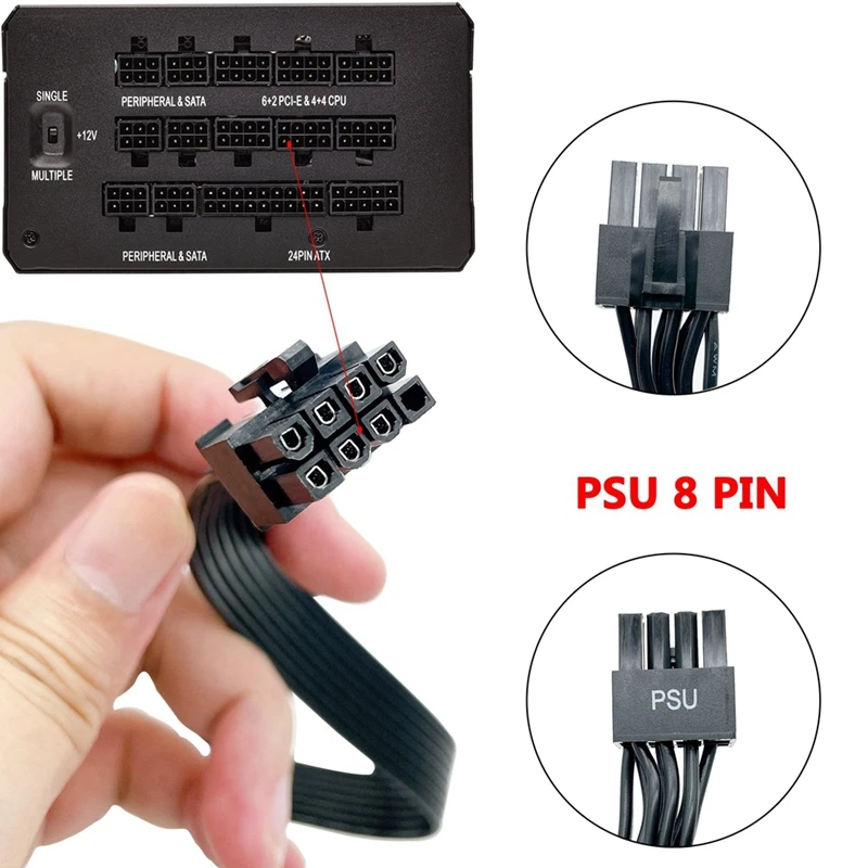 SR-PSU 8 Pin Ke Kabel Daya PCI-E Ganda 6 + 2 Pin untuk Corsair, Kabel GPU Jantan Ke Jantan untuk Catu Daya Modular Thermaltake