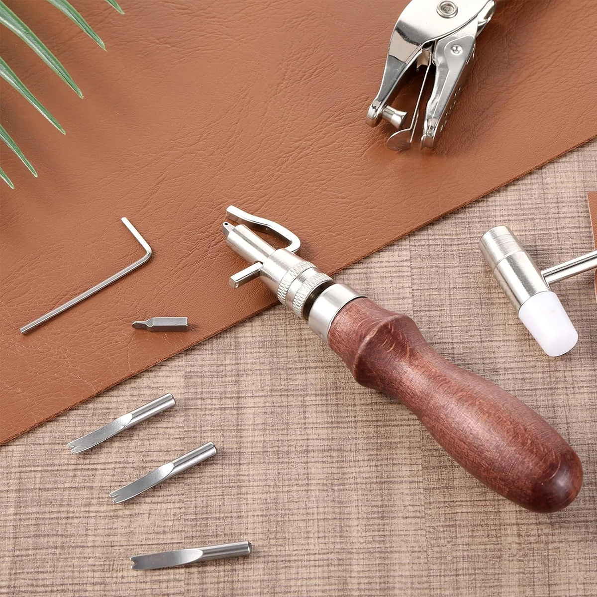 7 in 1調整可能な革製ステッチンググルーバーキット、ポー - Leatherwork Edge Beveler のレビューと価格