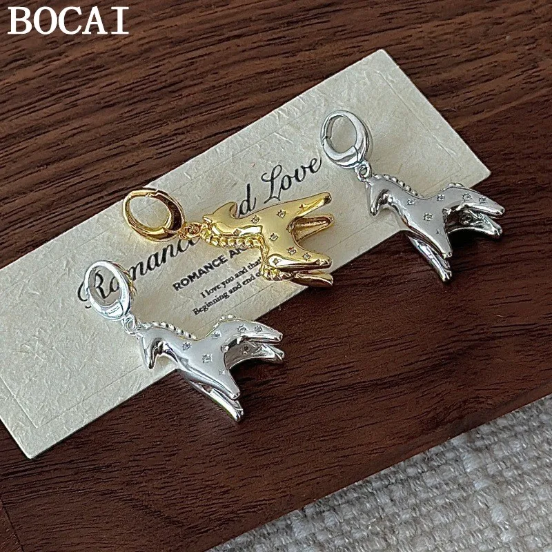 

Новый комплект BOCAI из стерлингового серебра S925: простой и модный кулон-пони с цирконами