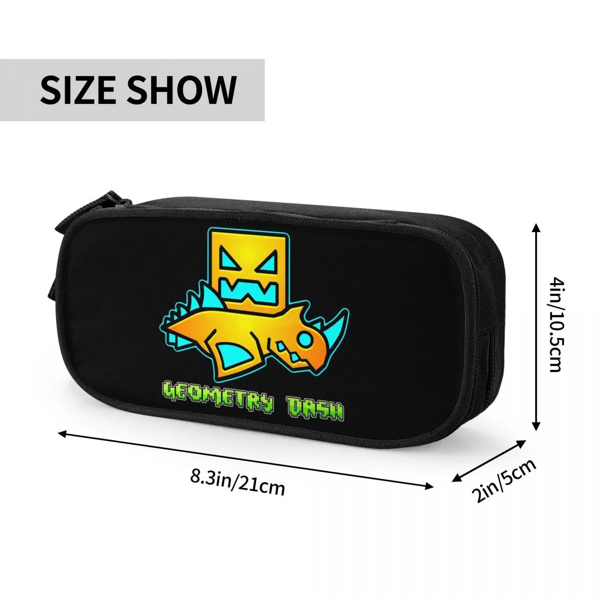 Geometry Dash Game Music Cute Geometric Pencil Cases for Student School Pen Box Pencil Bag Large Storage Pencil Pouch