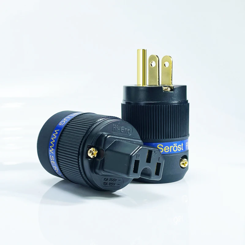 Serost SE-PC 24K مطلية بالذهب النحاس الولايات المتحدة التيار المتناوب قابس طاقة و C13 موصل للصوت لتقوم بها بنفسك كابل الطاقة الرئيسي