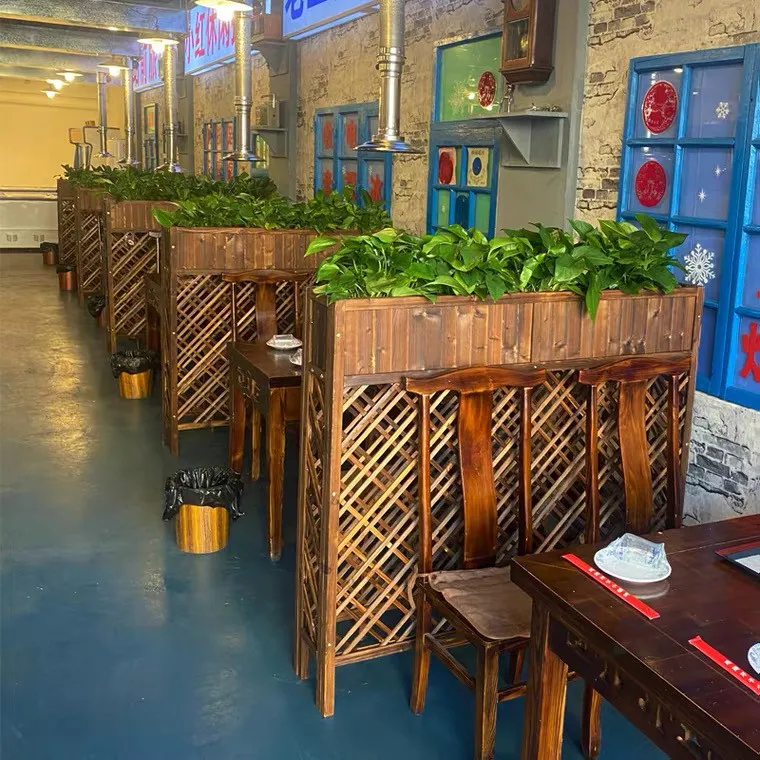 Outdoor preservative wood fence fence fence indoor catering office partition screen flower pot rack
