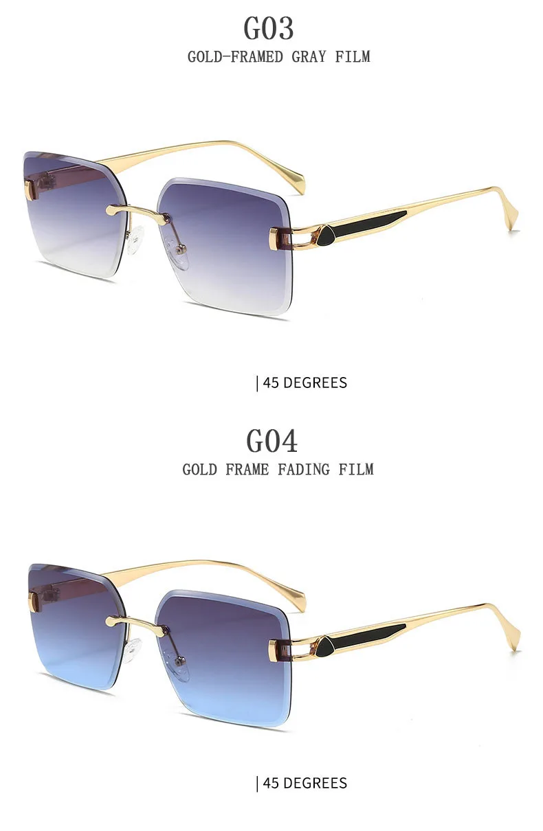 2023 randlose Sonnenbrille Frauen Trendy Vintage Quadratische Mode Gläser Sonnencreme Lentes De Sol Mujer Lunette Soleil Femme Zonnebril – Detail 21