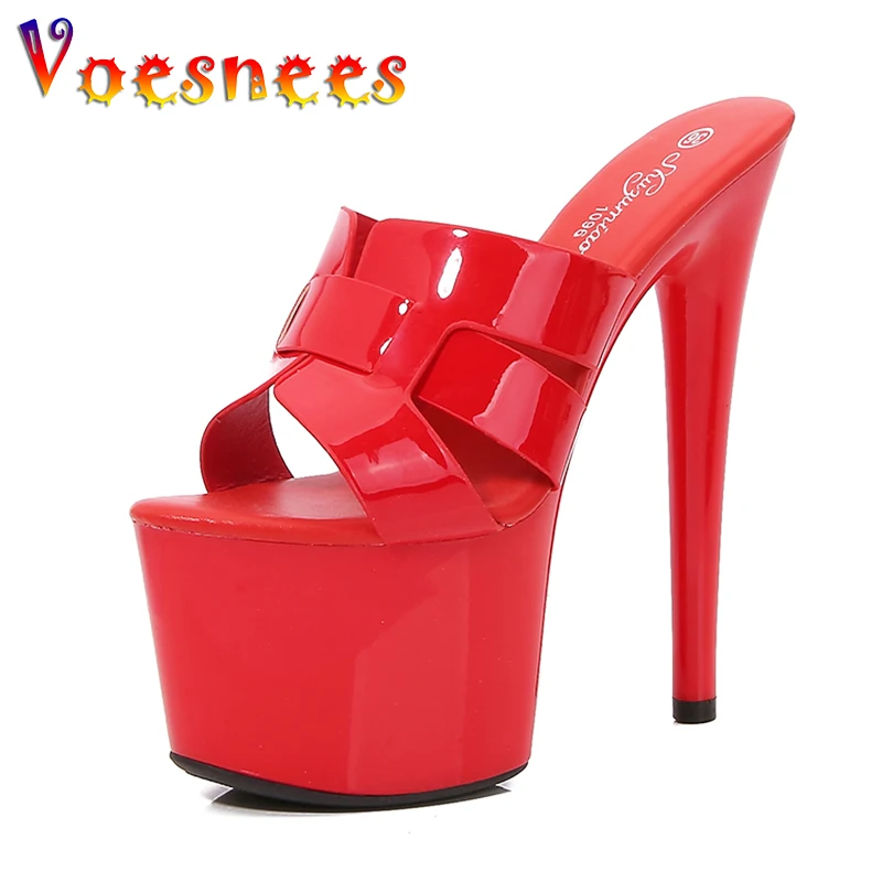 Sandali da palcoscenico per discoteca modello estivo tacchi alti estremi 16CM pantofole con plateau spesse da donna scarpe da spettacolo con strisce