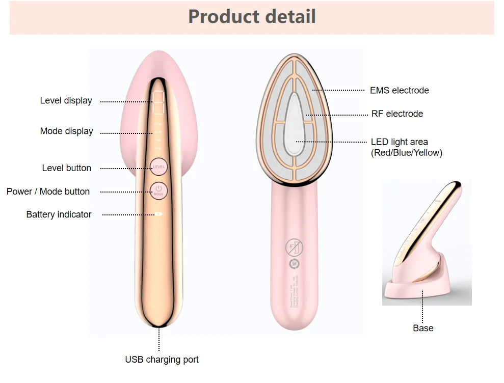 LM-1991I مدلك الوجه للوجه والرقبة العلاج بالضوء الأحمر عصا نحت الوجه في المنزل أداة العناية بالوجه