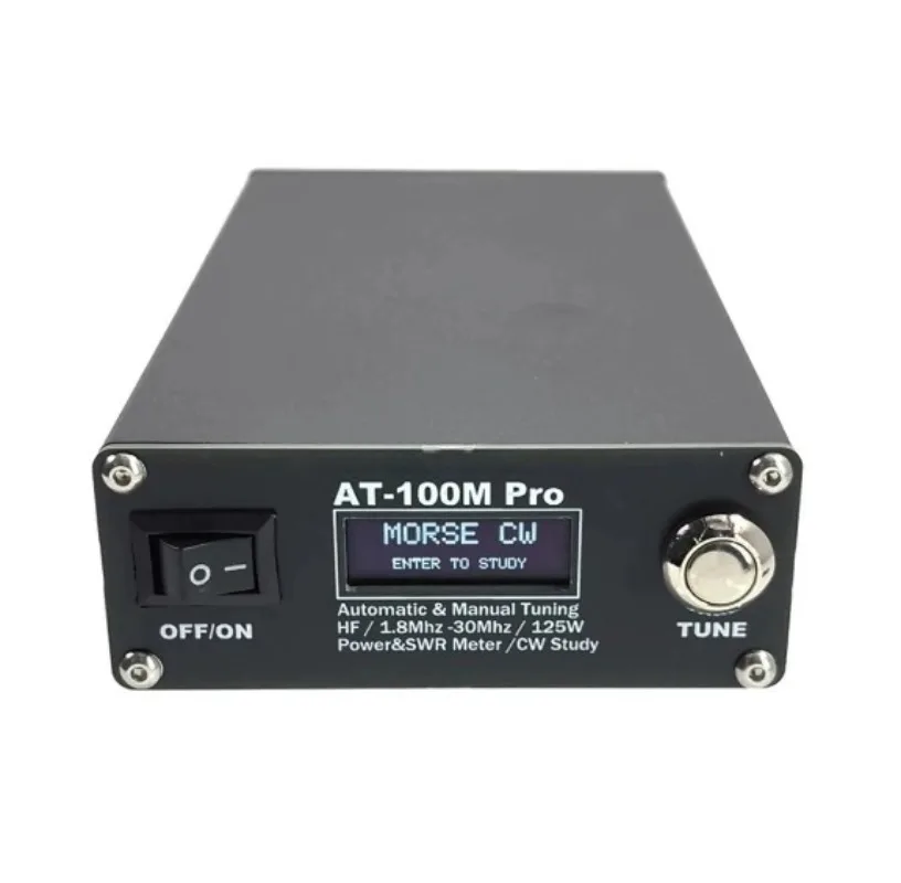 AT-100M Pro 100W 1.8-30MHz Antenna Tuner w/ SWR Meter & Morse Key for HF Radio