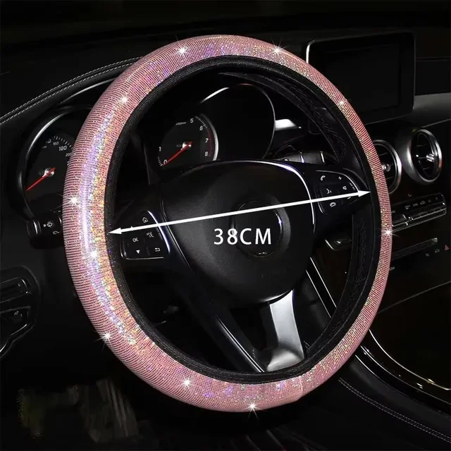 Bling Bling diamentowe dżetów osłona na kierownicę do samochodu 37/38cm akcesoria do wnętrz samochodowych etui damskie Car Styling cztery pory roku