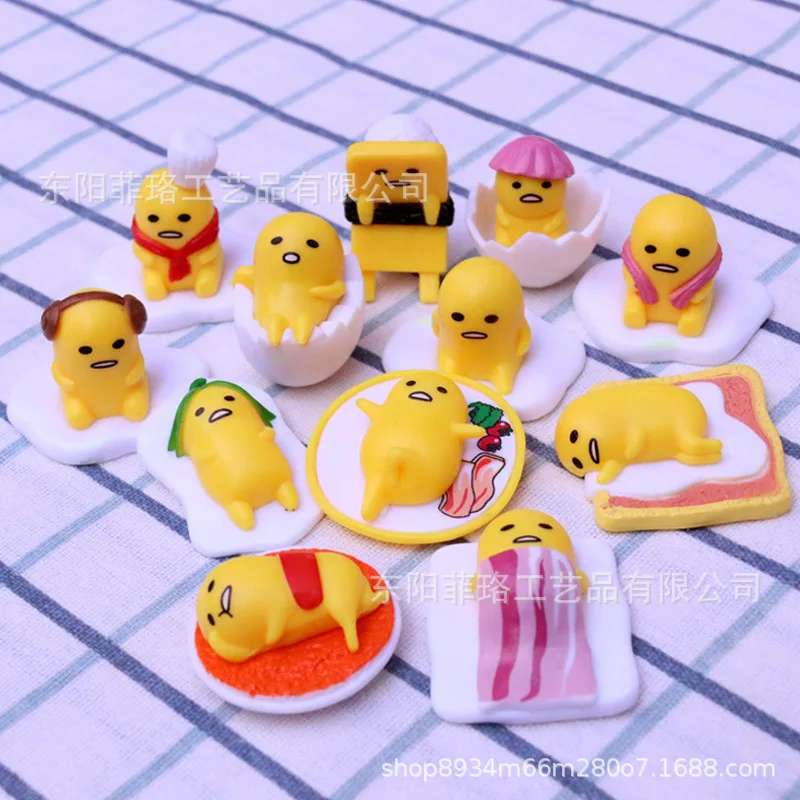 Anime giapponese Gudetama Tuorlo Re Uova Pigri Figure in Miniatura Gashapon Modello di Bambola Collezione di Giocattoli Decorazione Ornamenti Regali per Bambini