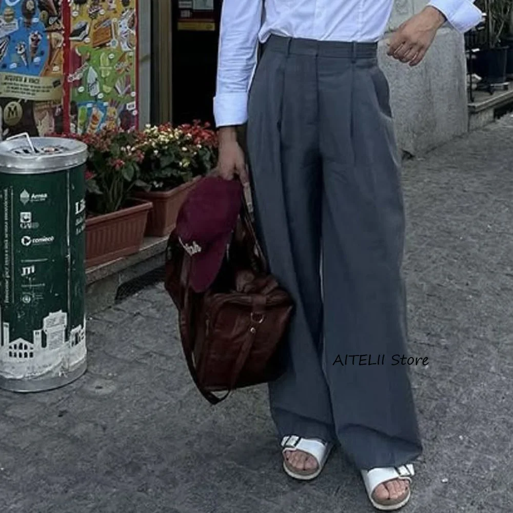 

Casual Pants Men's Loose-fitting Solid Color Work Pants for Man Trousers Wide-leg Straight Trouser Tailoring Classic Clothing