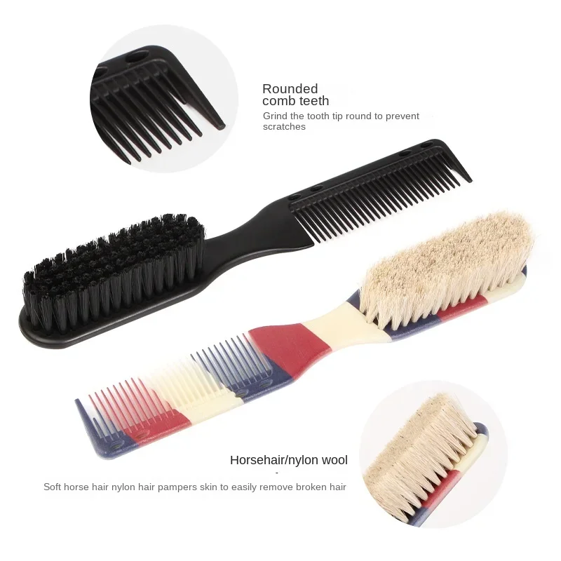 Double-sided Comb Printed Pattern Beard Moustache Brush Professional Shave Beard Brush Barber Broken Hair Remove Comb For Men