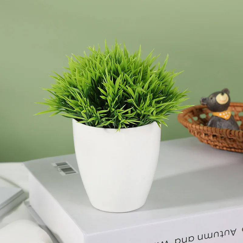 Simulated Phoenix Tail Grass Hemisphere Small Potted Plant Artificial Flower Plant Home Desktop Small Decorative Ornaments