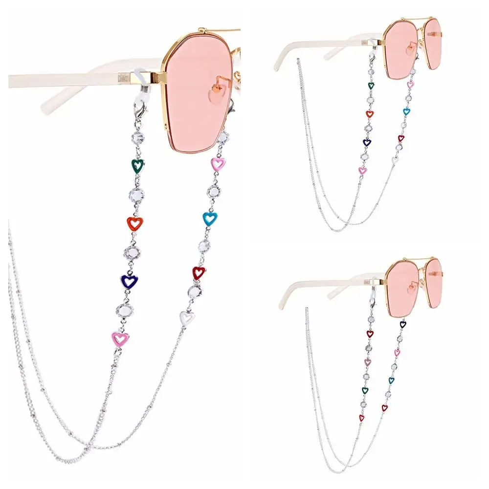 Metal Chain Metal Glasses Chain Colorful Crystal Sunglasses Chains Anti-lost Hanging Neck Beads Eyeglass Lanyard Women Girls