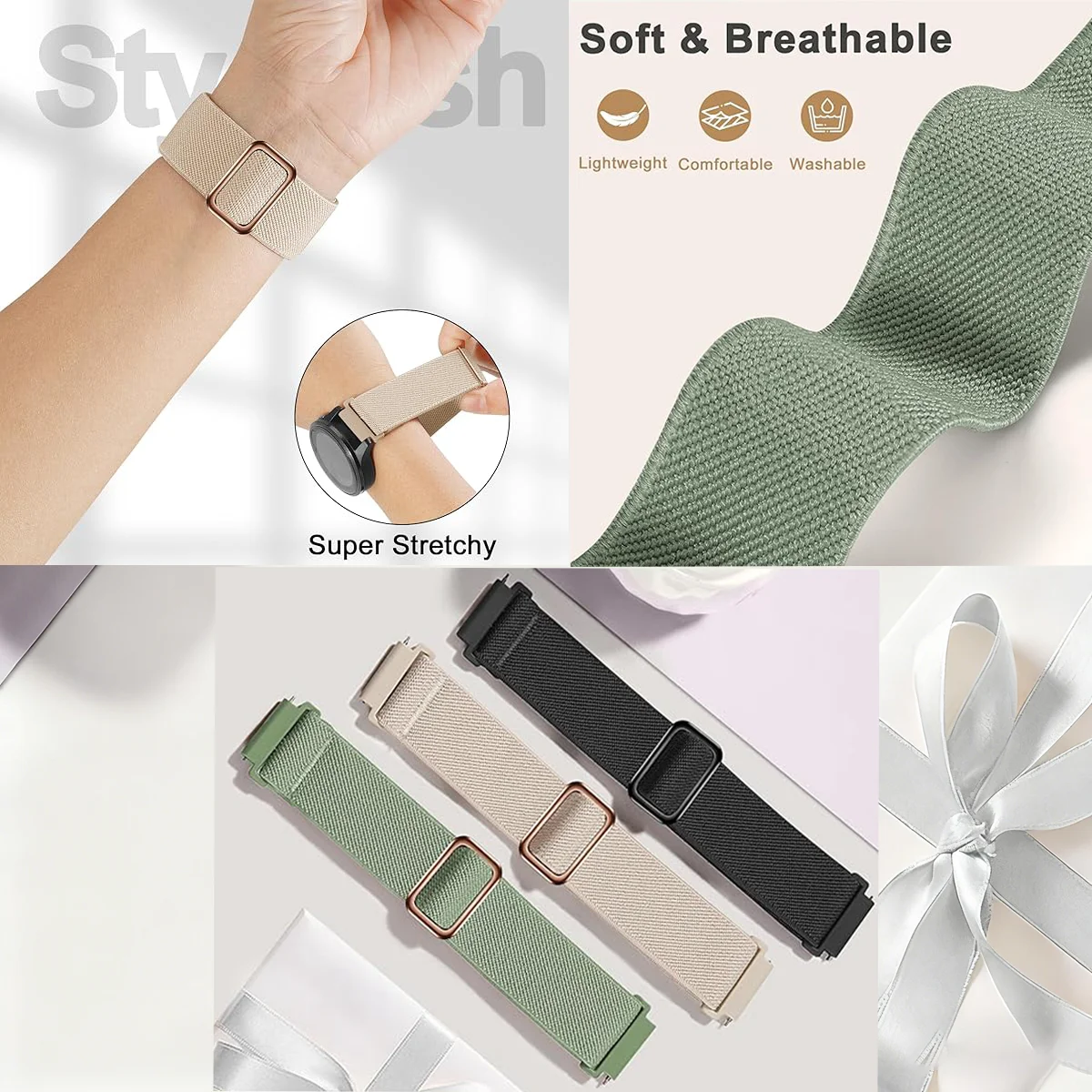 3 Stück dehnbares Armband für Garmin Forerunner570 47 mm/245/255/255S Band Nylon elastische Schlaufenarmbänder für Garmin Venu4/3/vivoactive6 – Detail 4