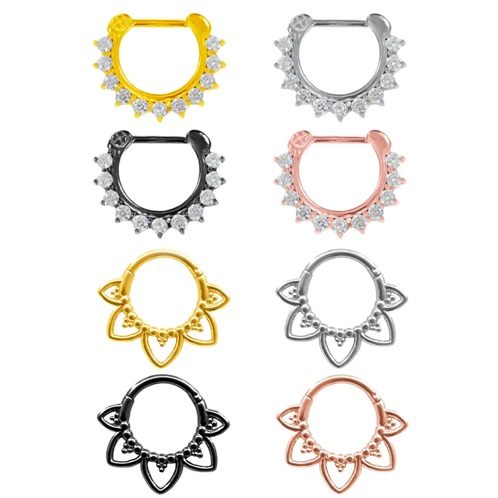 100% 316LSurgical Steel Flower shape Nose Ring Piercing 16G Clicker Helix Daith Cartilage Earring Clicker Conch Piercing Jewelry