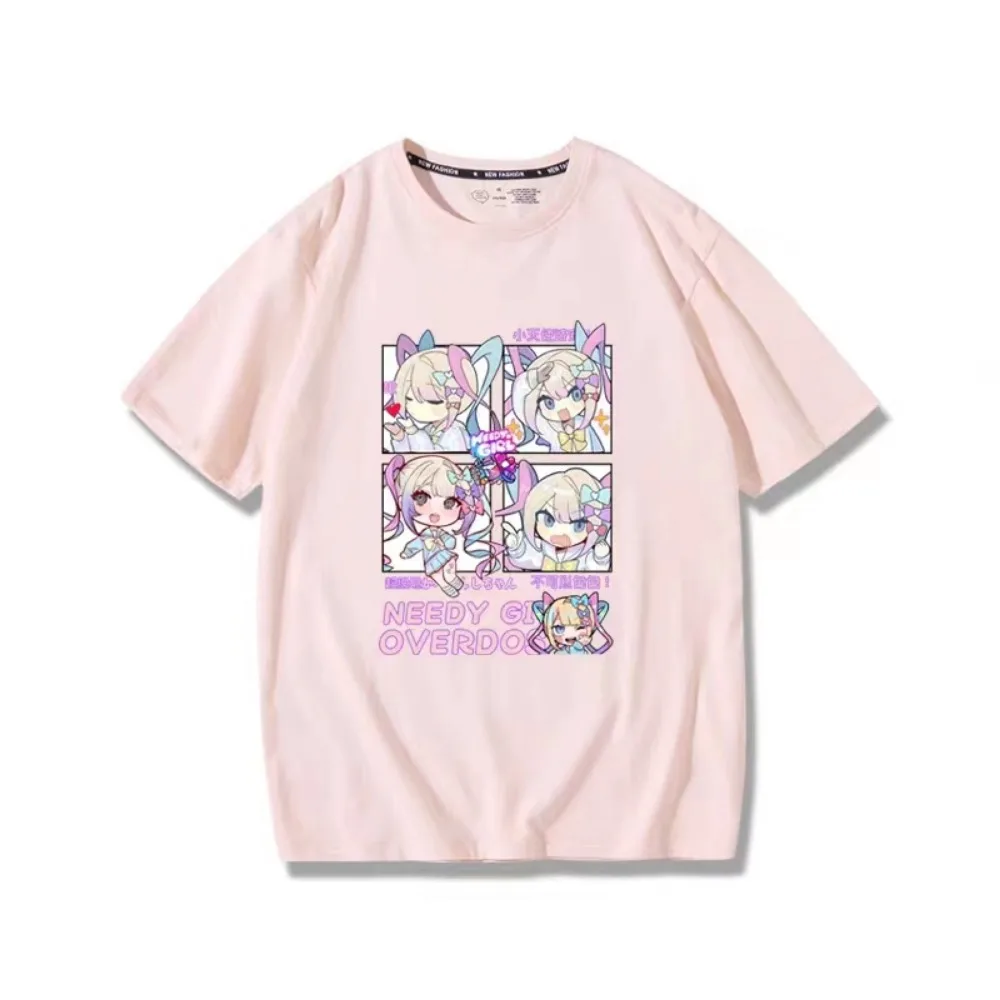 NEEDY GIRL OVERDOSE Anime Oversize T-shirt Manga Graphic Tee Women Cute Top Men Cotton Short Sleeve Summer Kawaii Couple Clothes