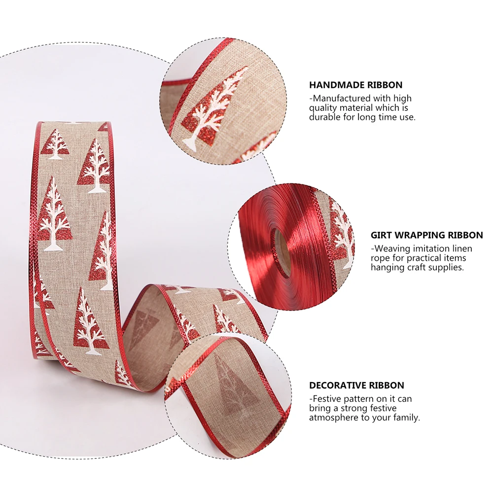 

Pine Tree Webbing Wrapping Ribbon Multipurpose Burlap Band Christmas-Themed Weaving Hanging Diy Wedding Gift Packaging Craft