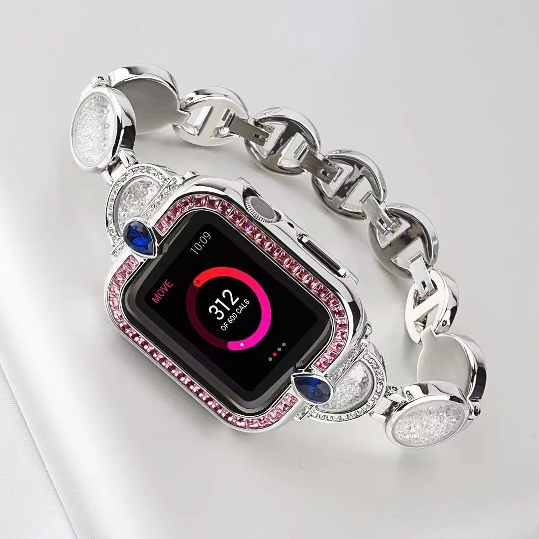 

Metal Strap For Apple Watch Ultra 10 9 8 7 49mm 42mm 46mm 45mm 41mm Quicksand Diamond Bracelet Wristband iWatch 6 5 4 44mm 40mm