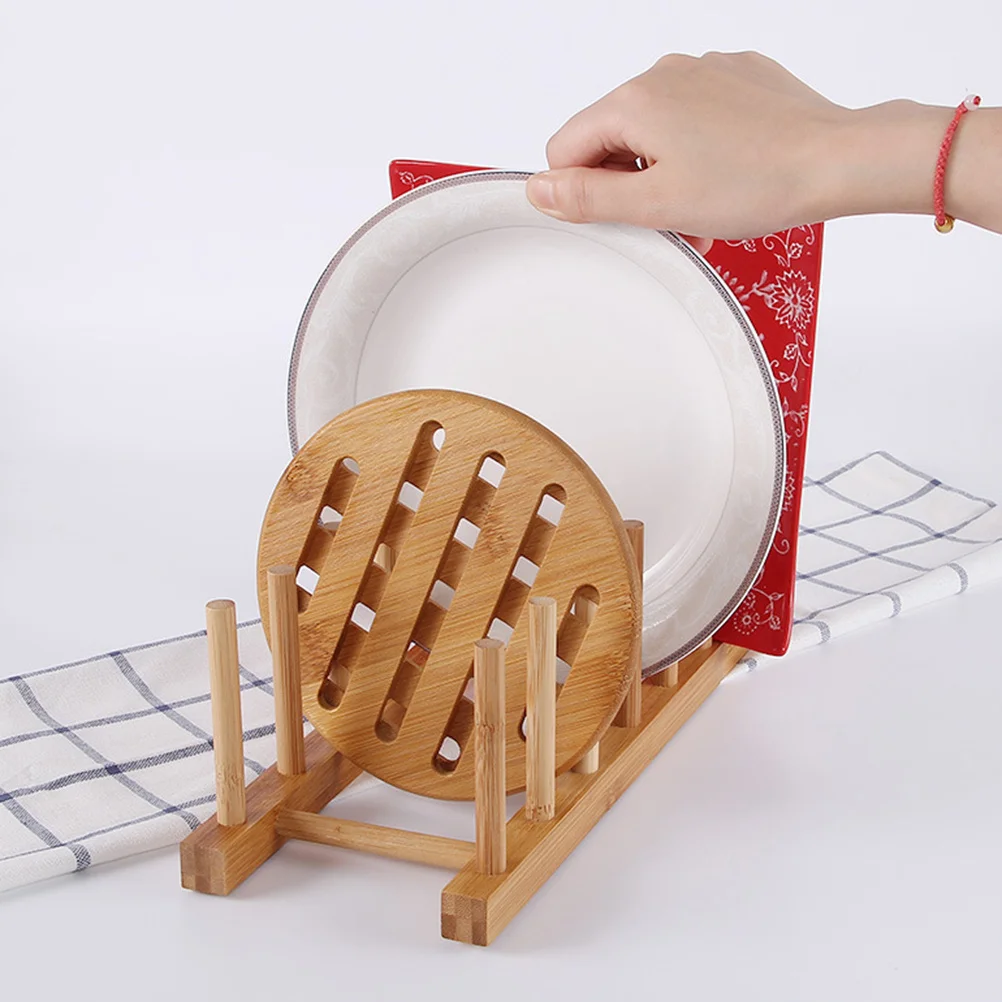 

2pcs Drain Rack Wood Kitchen Dish Rack Shelf Drying Drainer For Plates Bowls Cd Storage Multi-Functional Organizer