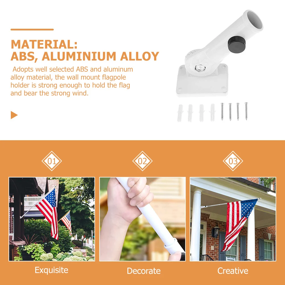 

1 set 1 Set Wall Mount Flagpole Holder Abs Aluminum Alloy Adjustable For Outdoor Garden Porch Backyard Flag Pole Bracket Stand
