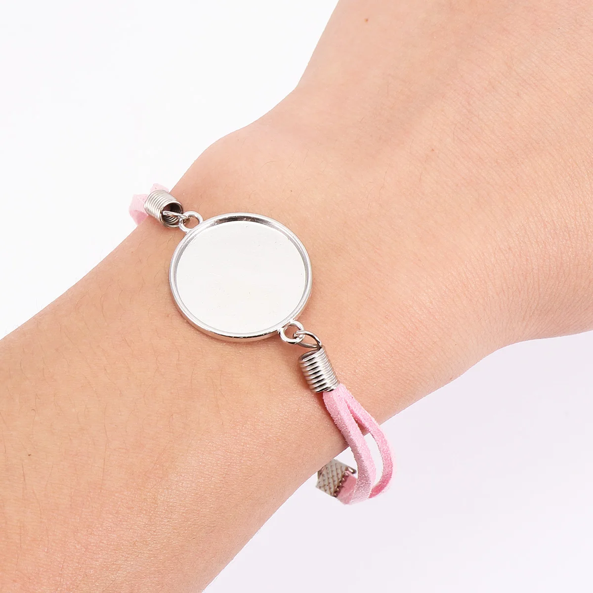 

Time Stone Bracelet Artificial Round Bacelet Blank Base Tray Retro Gem Setting Jewelry Accessories for Women Party