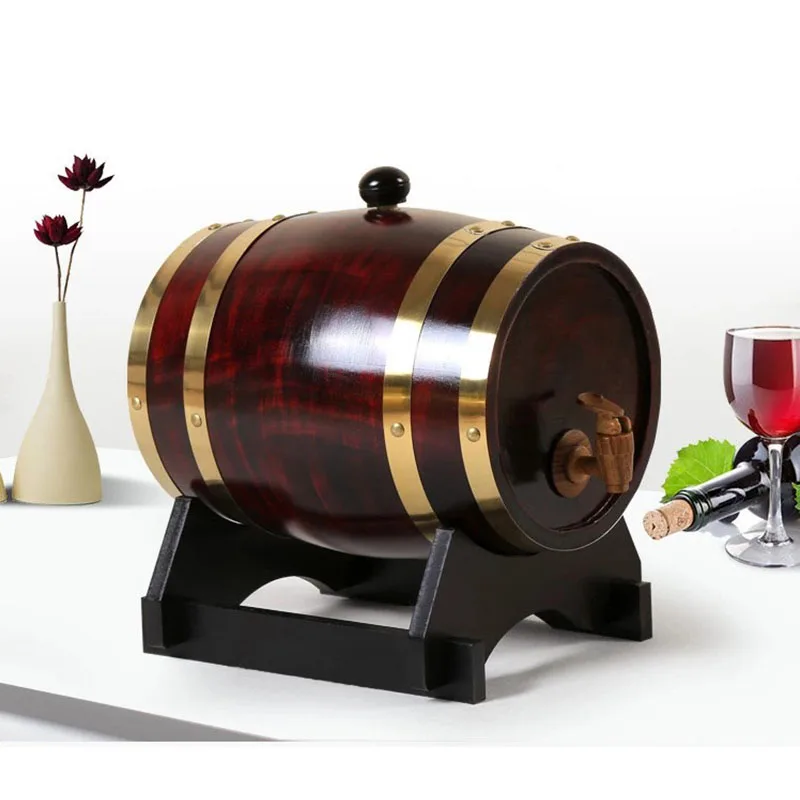 Barril de vino de madera de 5L, equipo de elaboración de cerveza de roble, olla de ron, herramientas de Bar de vino para whisky, decoración de boda,