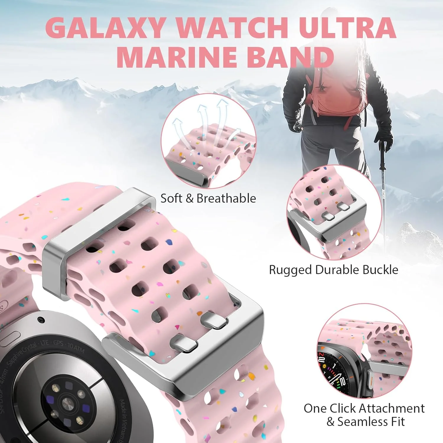 2 حزمة من الأشرطة لساعة سامسونج جالاكسي الترا 47 ملم إكسسوارات سوار معصم رياضي بحري Correa Galaxy watch 8 Ultra Band #4