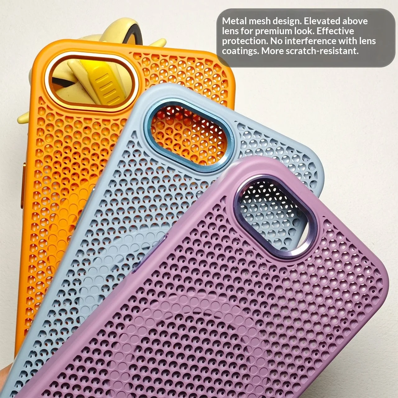 Capa Nova para iPhone 17E 16E com Dissipação de Calor, Capa de PC Respirável com Design de Colmeia Oca para Carregamento Sem Fio do iPhone 17E