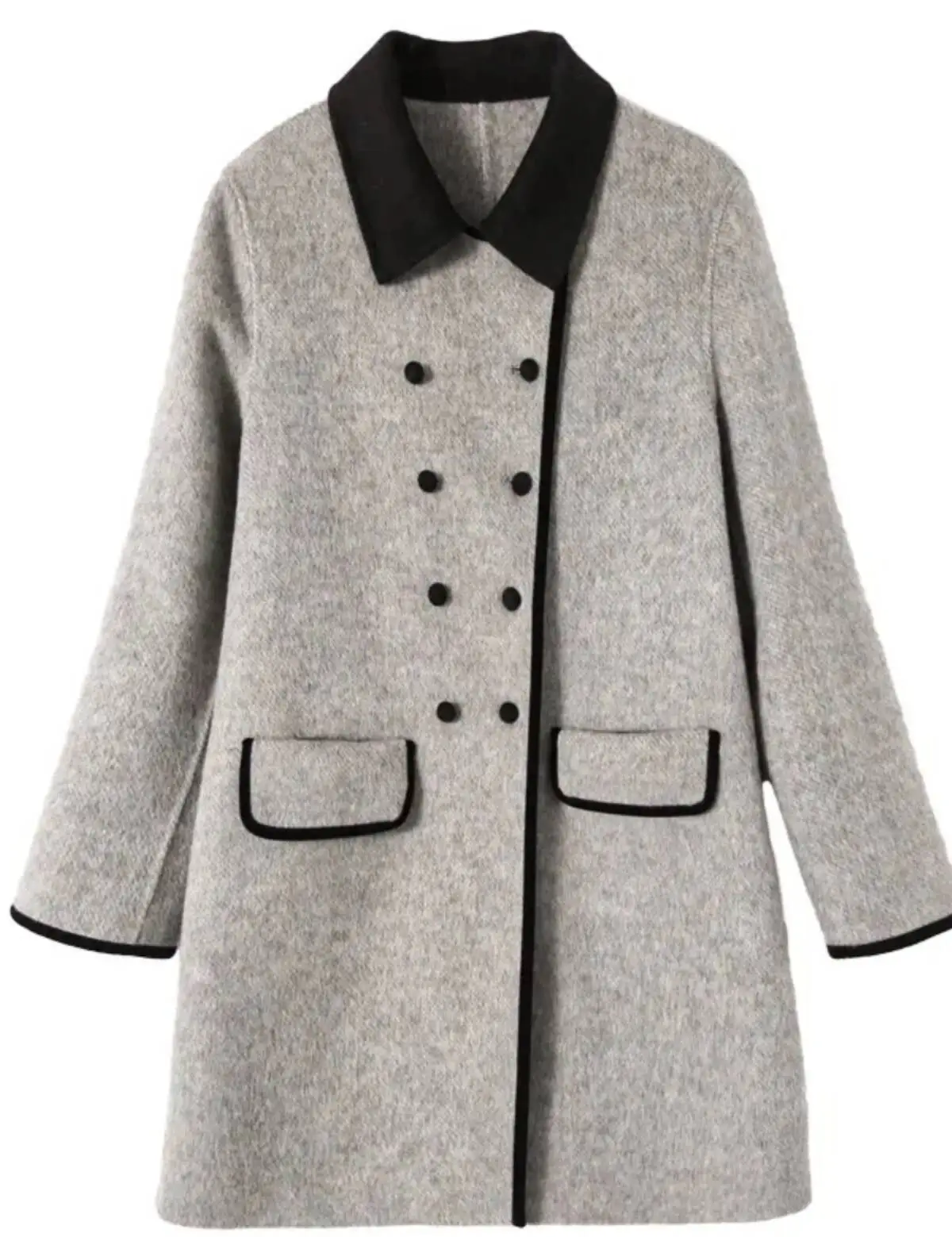 

Wool Blend Coats Womens Woolen Coat Print Autumn Velvet Embossed Stand-Collar Elegant Mature Parisian Style Office Lady Formal