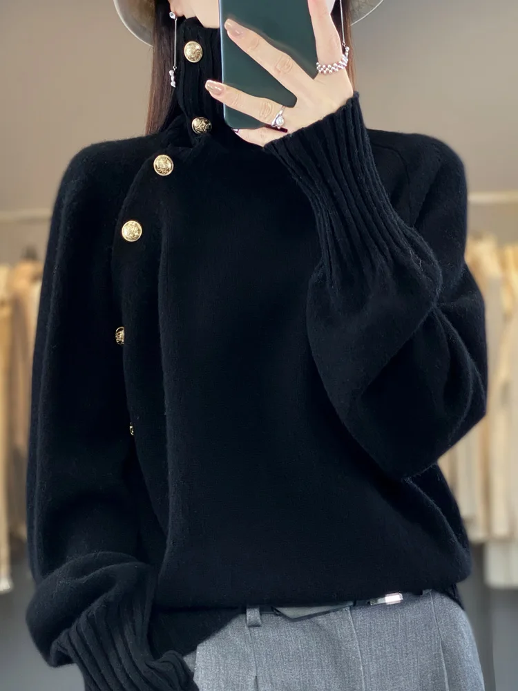 Large size Thick Women Sweater 100% Wool Turtleneck Pullover LongSleeve Top Cashmere Outerwear Fashion Trends HighGrade Knitwear