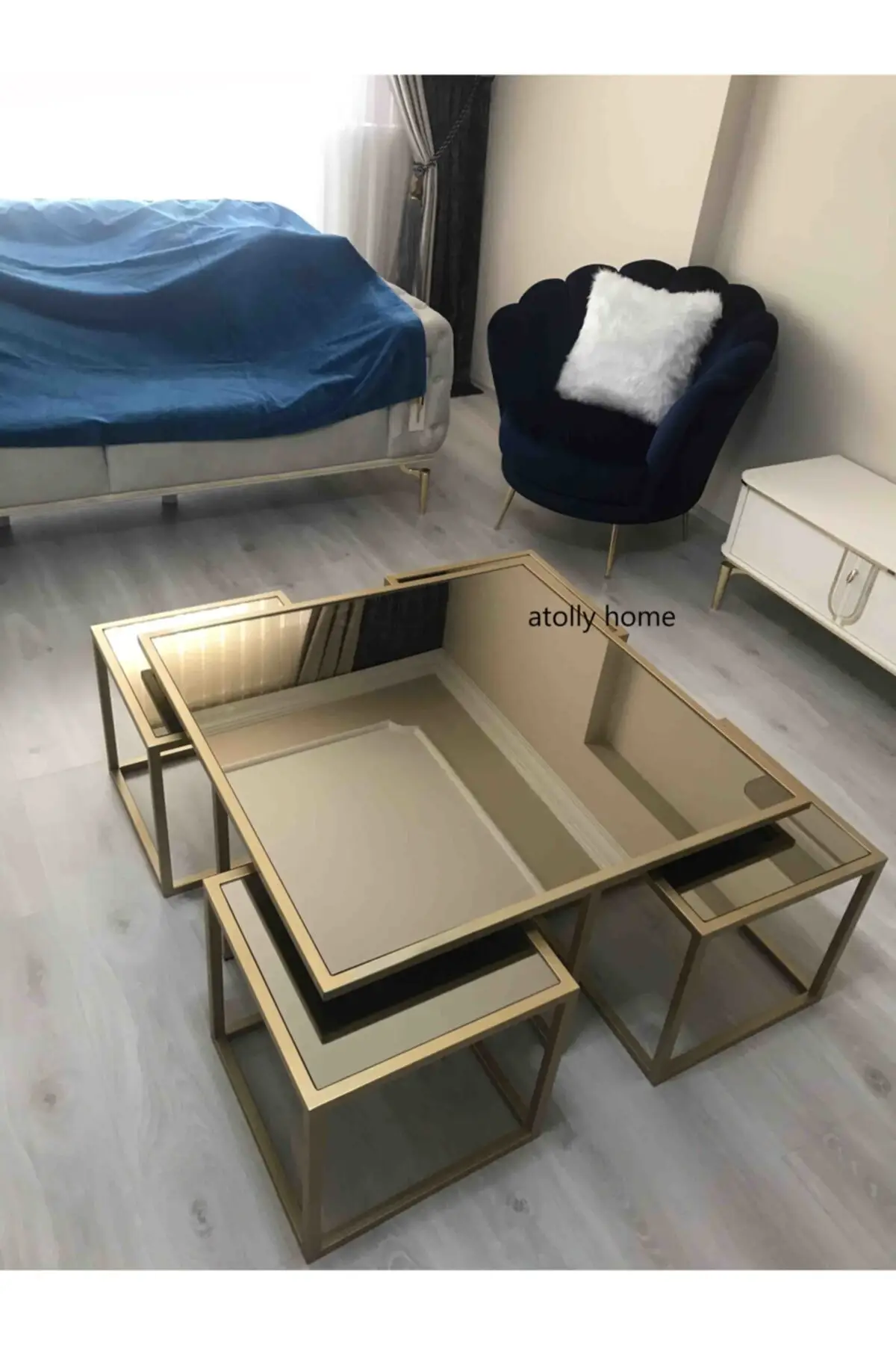 DOLBOVI Metal Gold Medium Coffee Table Coffee Table