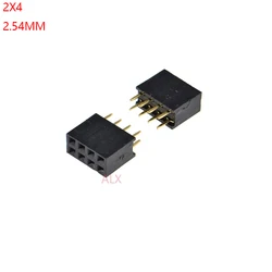 10/50pcs 2x4 Pin Double Row Straight Female Pin Header 2.54mm Pitch Strip Connector Socket 2*4 4p 4 Pin 4pin For Pcb Board