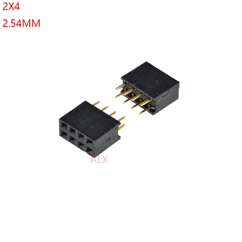 10/50szt 2x4 Pin Double Row Straight Female Pin Header 2.54mm Pitch Strip Connector Socket 2*4 4p 4 Pin 4pin For Pcb Board