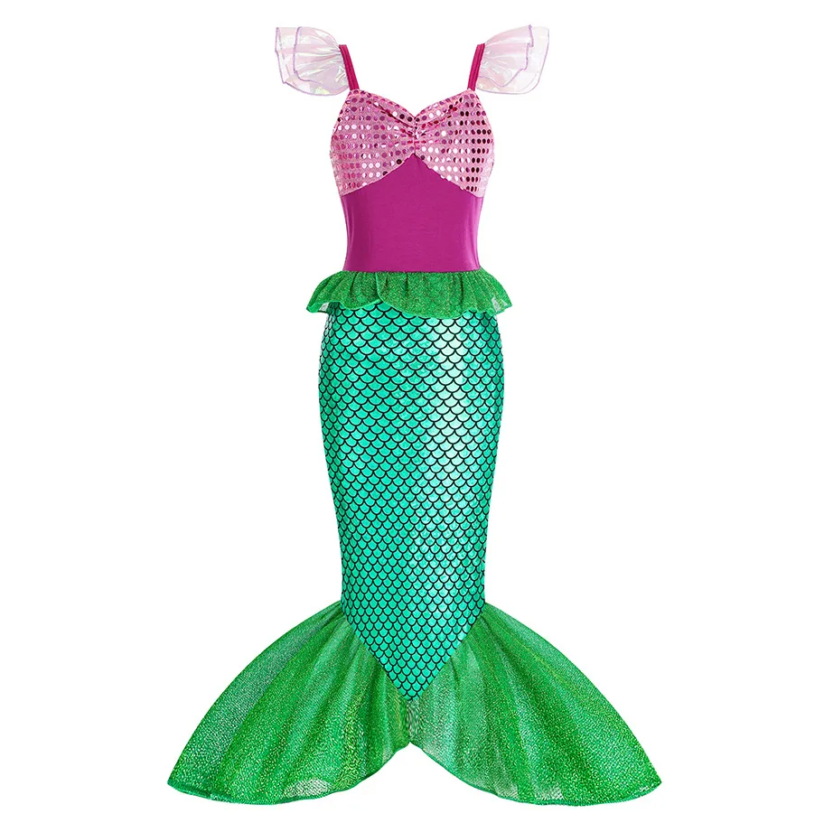 New Year Mermaid Ariel Princess Costume Kids Dress For Girls Cosplay Children Carnival Birthday Party Clothes Mermaid Dress