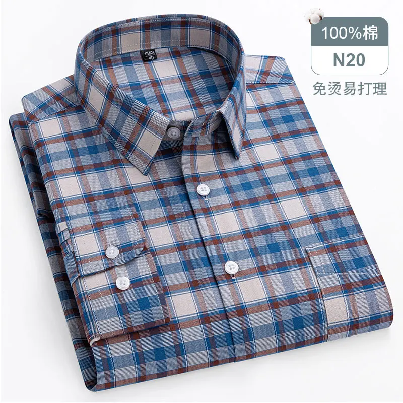 100% cotton 10XL 11XL men\'s shirt Long sleeve Oxford woven high quality fashion wear casual extra large size breathable