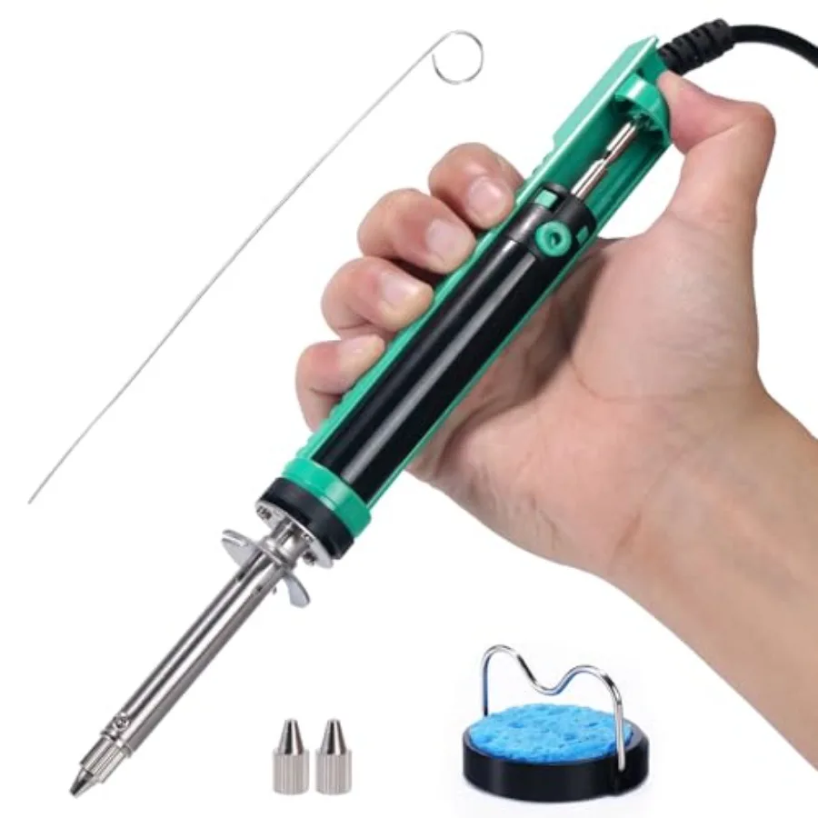 

Electric Desoldering Soldering Iron Solder Sucker Desoldering Pump with Shorter Charging Handle and Desoldering Nozzles 1.0mm 1