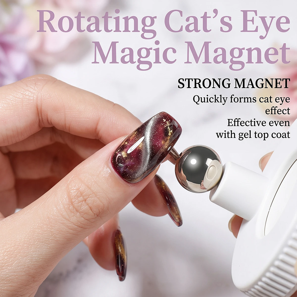 Rotating Cat Eye Nail Magnet Multifunctional Wide Light Glass Bead Effect Strong Automatic Magnetic for Gel Nail Polish Tool