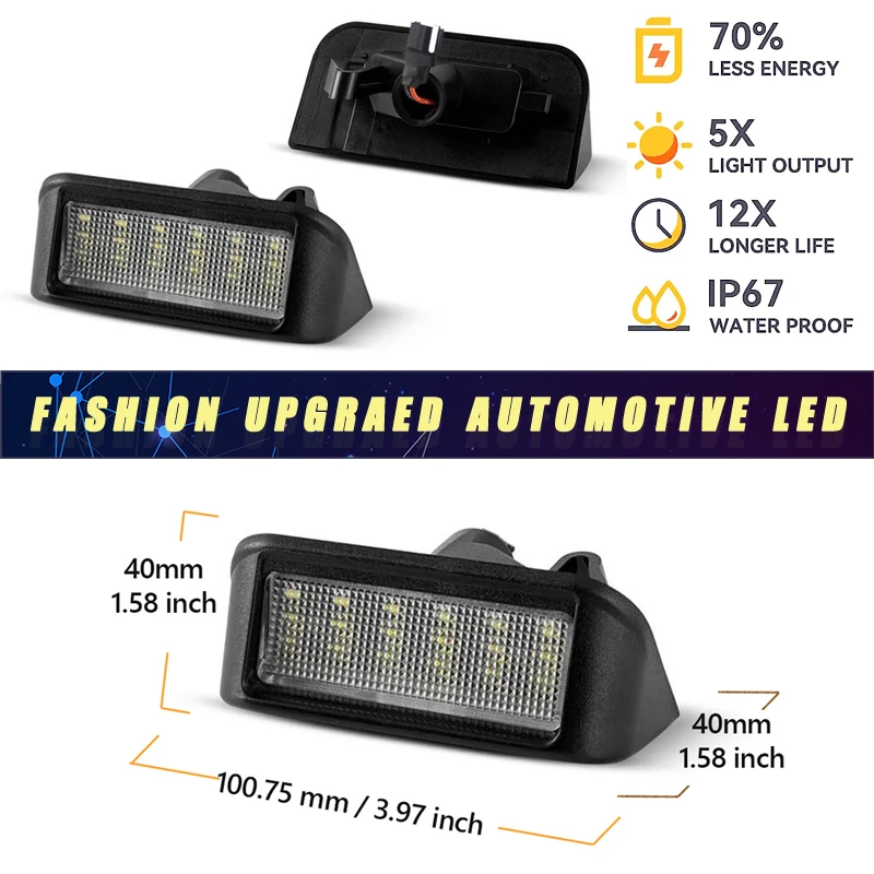 2Pcs For Fiat Scudo LED Number License Plate Lights Lamps For Toyota Proace Oepl Peugeot Expert Partner Citroen Berlingo Jumpy