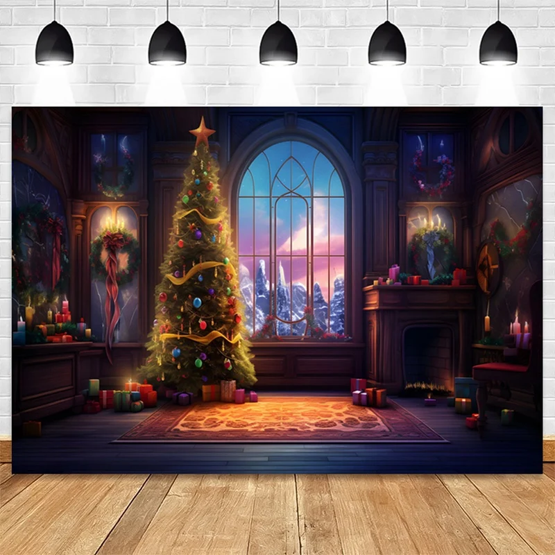 210X150cm Background Cloth Winter Christmas Tree Children's Multifunctional Photography Background Cloth,Model 7981 Easy To Use