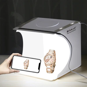 Puluz 20 cm de 8.7 pulgadas Mini Panel LED plegable Portable 1100LM 550LM Light Photo Iluminación Estudio de tapa de tiro Kit 2 Fondo 8 Mejor caja de fotos de estudio de ventas - №3