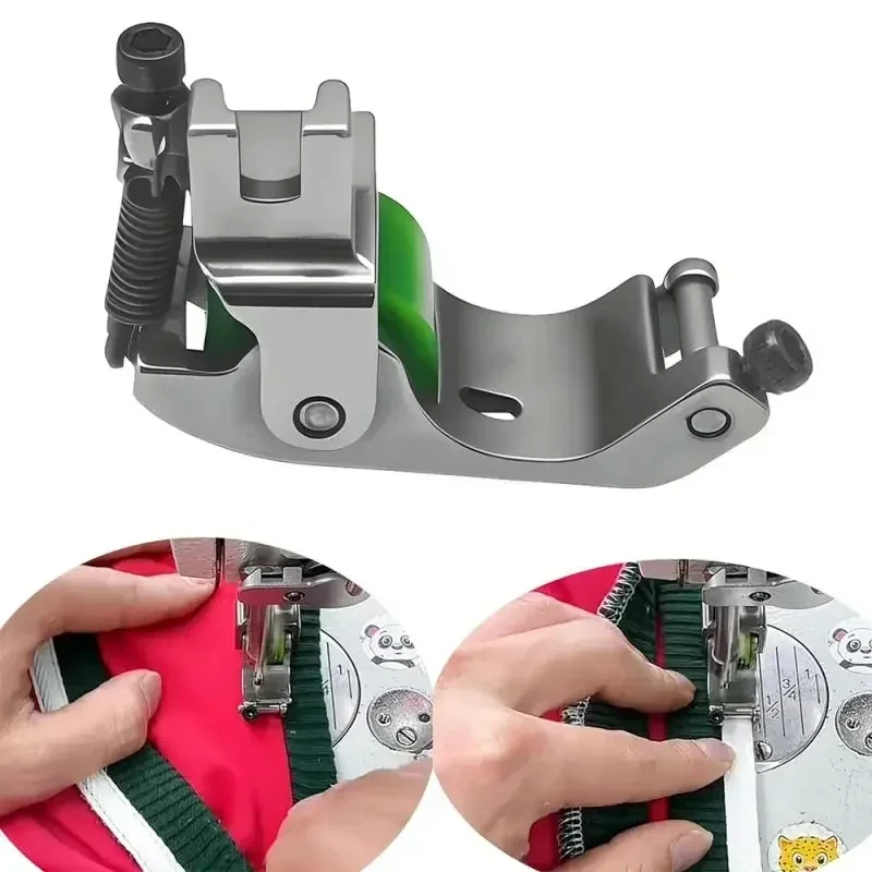 

Adjustable Q5 Roller Crimping Foot Flat Sewing Machine Roller Pressure Foot Crease Resistant Rotary Button Hem Pressing Foot