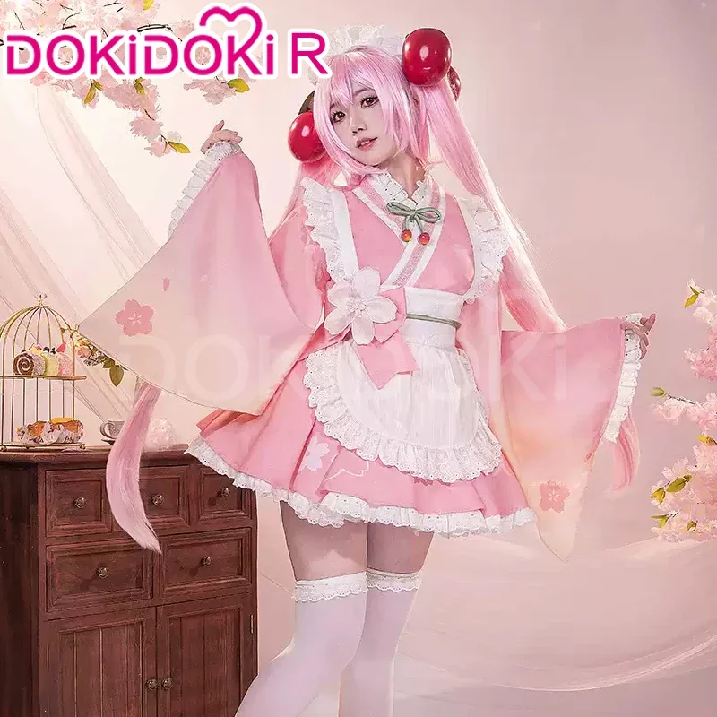 

Костюм для косплея Mikuu DokiDoki-R, женское милое розовое платье горничной Sakura Mikuu, костюм Мику для косплея на Хэллоуин