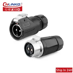 Cnlinko LP28 M28 2Pin Aviation Waterproof 45A Strong Current Connector Male Plug Wire Joint for Power Station Medical Industrial