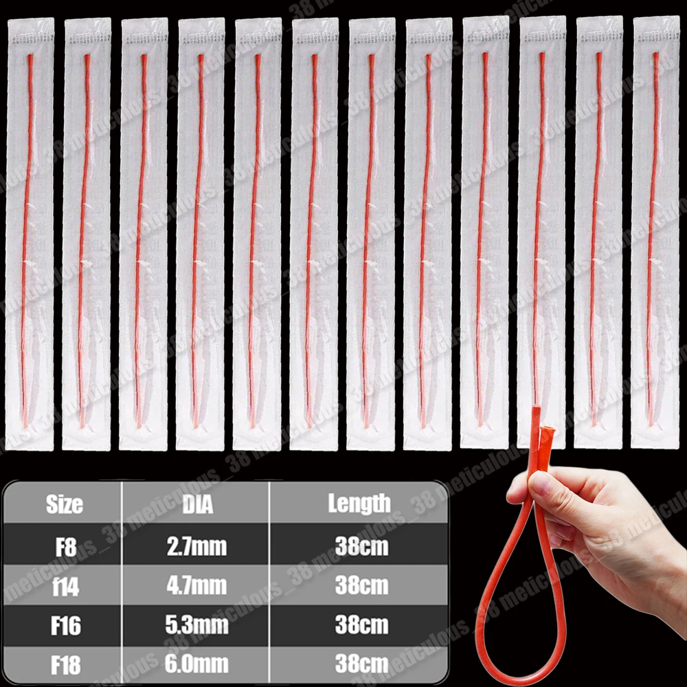 20-200Pcs Disposable Red Catheter Urine Medical Sterilization Home Care Latex Foley Catheter 38cm