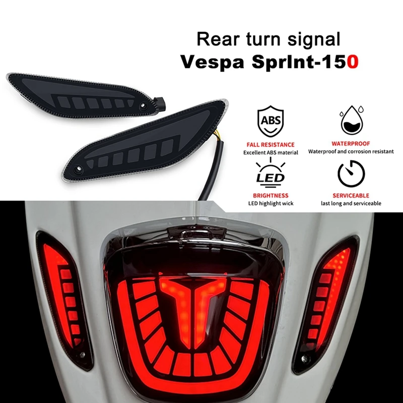 Motorcycle Rear Dynamic Turn Signals Lights LED Brake Lights For Vespa Sprint Primavera 50 125 150