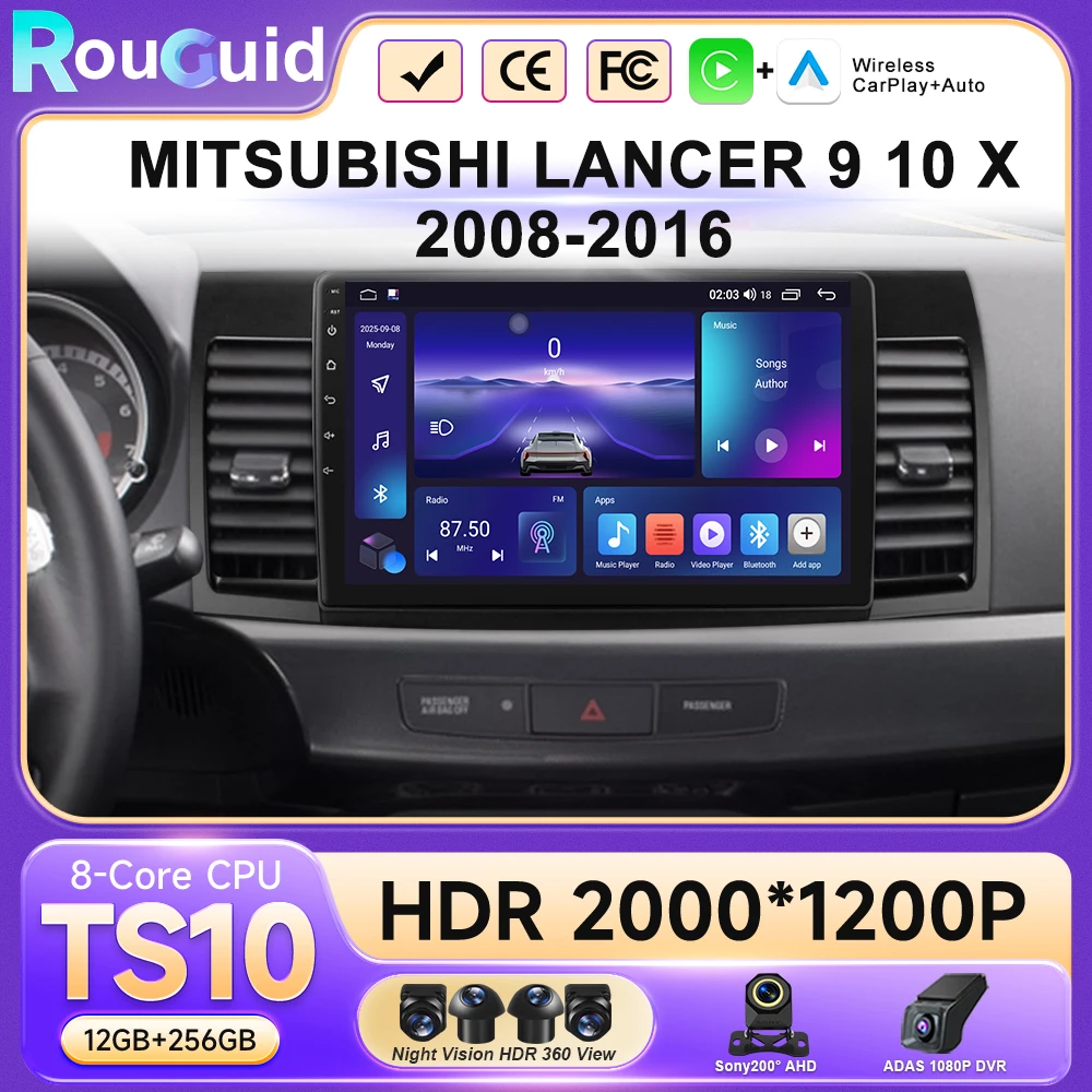 

Автомобильная магнитола Android для MITSUBISHI LANCER 9 10 X 2008-2016 с Wi-Fi+4G, мультимедийный видеоплеер 2 Din, навигация GPS, DSP