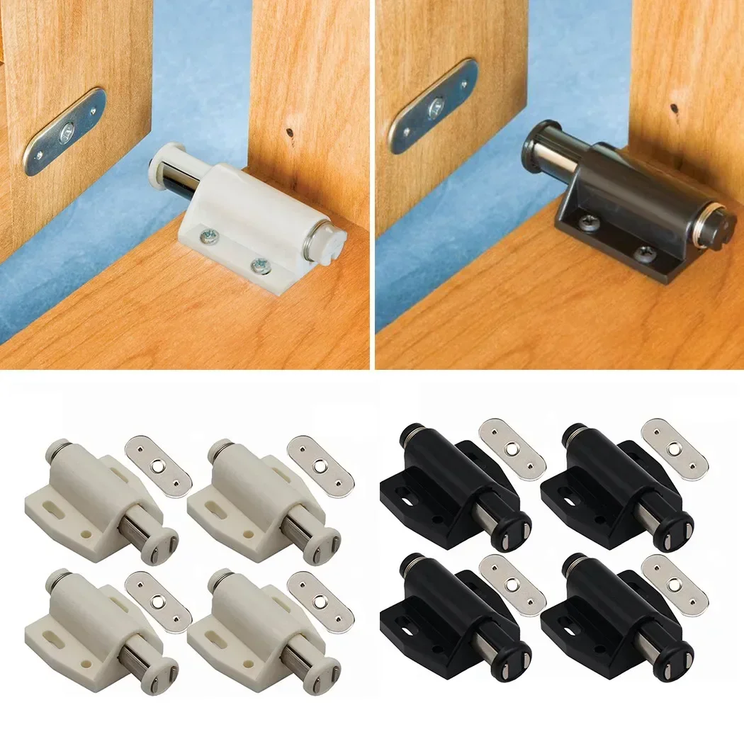 Single Magnetic Latch Touch Latch 4Pcs Bathroom Black/beige Cabinet Doors Cupboard Doors For Wardrobes Pressure