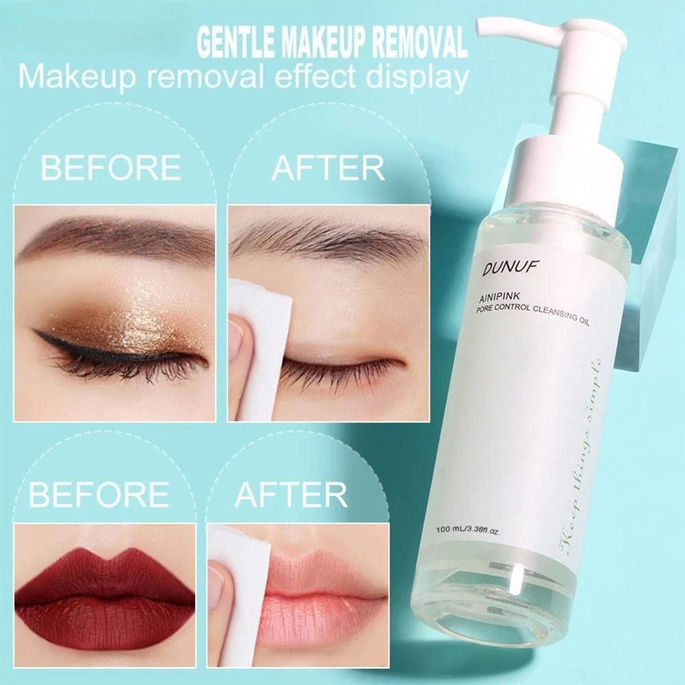 คลีนซิ่งออยล์สีขาว 100 มล. น้ำยาล้างเครื่องสำอาง สูตรอ่อนโยนที่มีประสิทธิภาพสำหรับทุกสภาพผิว ไม่มีสารตกค้างเหนียวเหนอะหนะ สำหรับผิวบอบบางรอบดวงตา ผลิตภัณฑ์เพื่อความงาม