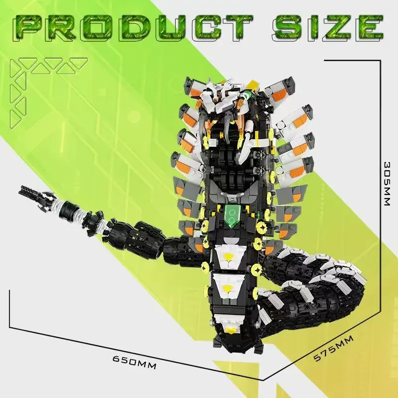 

1480PCS Sci-Fi Mecha Cobra Building Blocks Set - Mechanical Snake Monster Model Kit, Desktop Decor Ornament Gift for Adults