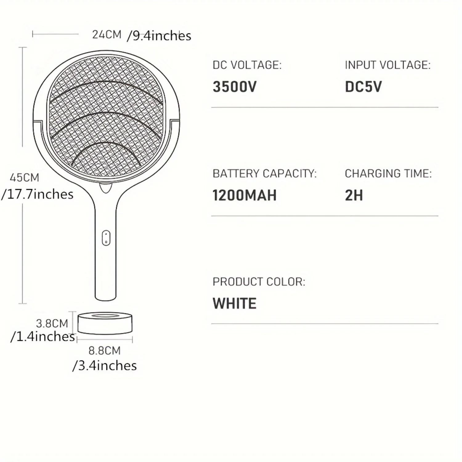 Rotatable Electric Mosquito Swatter with 90 Degree Angle, Mosquito Lamp, Electric Shock Insect Killer, 365nm UV Bug Zapper, Summ