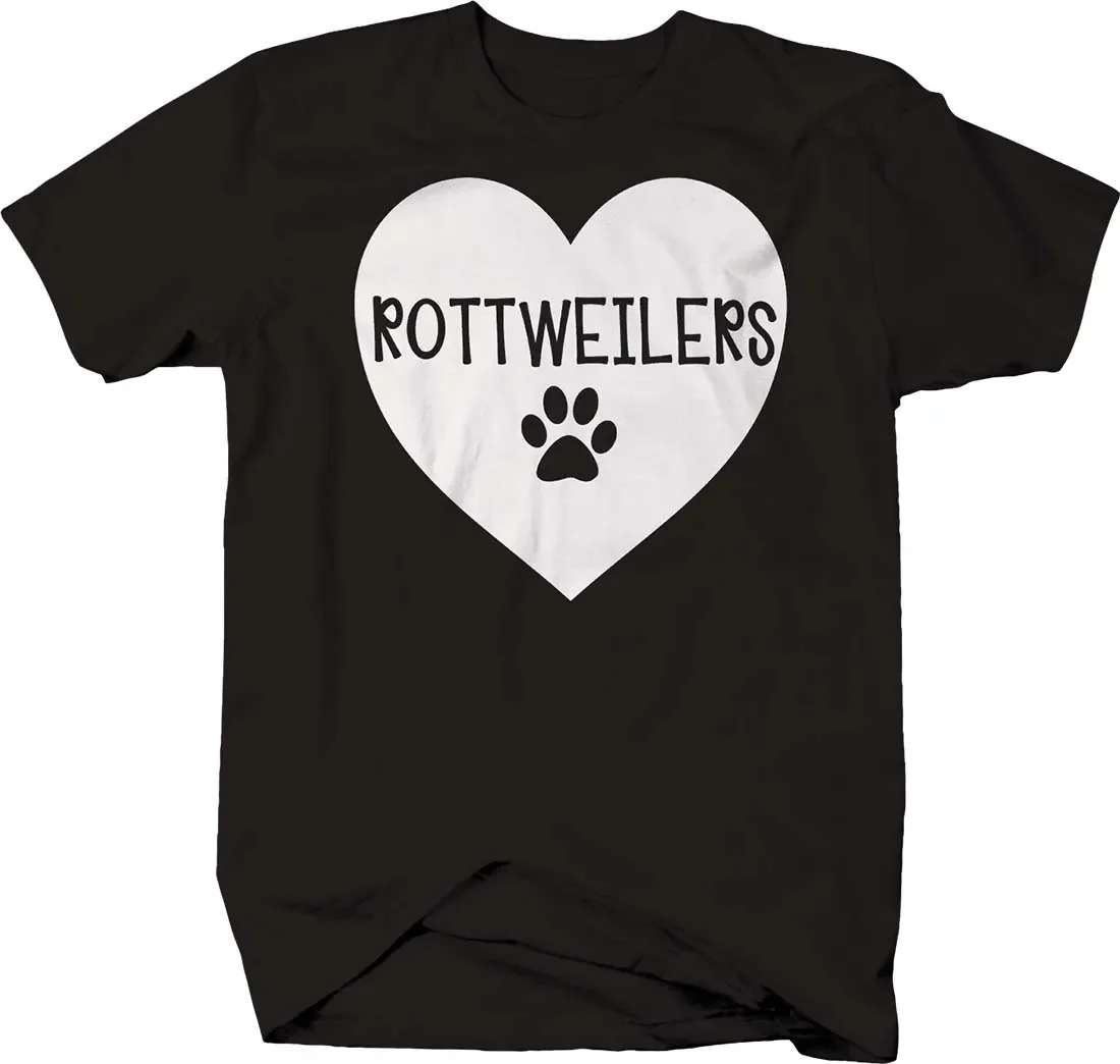 

Love Rottweilers Heart Paw Print Dogs Pet Owner Gift T-Shirt. Summer Cotton Short Sleeve O-Neck Mens T Shirt New S-3XL